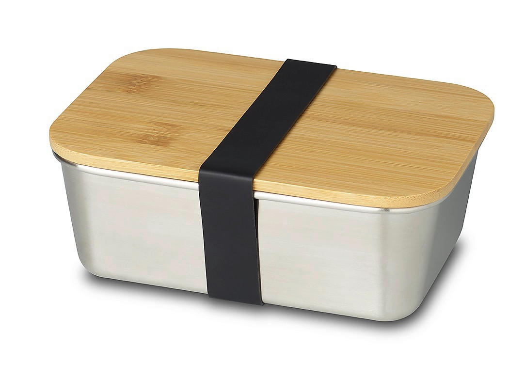 LUNCHBOX 1,5 l  - silver, Basics, metall/trä (20/15/7,5cm) - Echtwerk