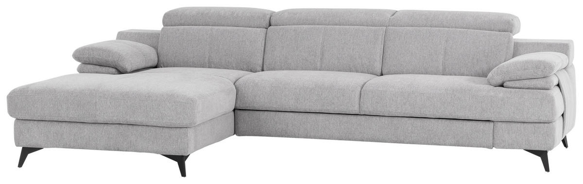 ECKSOFA in Chenille Silberfarben  - Silberfarben/Schwarz, Design, Textil/Metall (291/80-98/178cm) - Livetastic