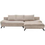 ECKSOFA Greige Chenille Rückenkissen, Bettkasten, Schlaffunktion, Rücken echt  - Greige/Schwarz, MODERN, Textil/Metall (290/182cm) - Hom`in