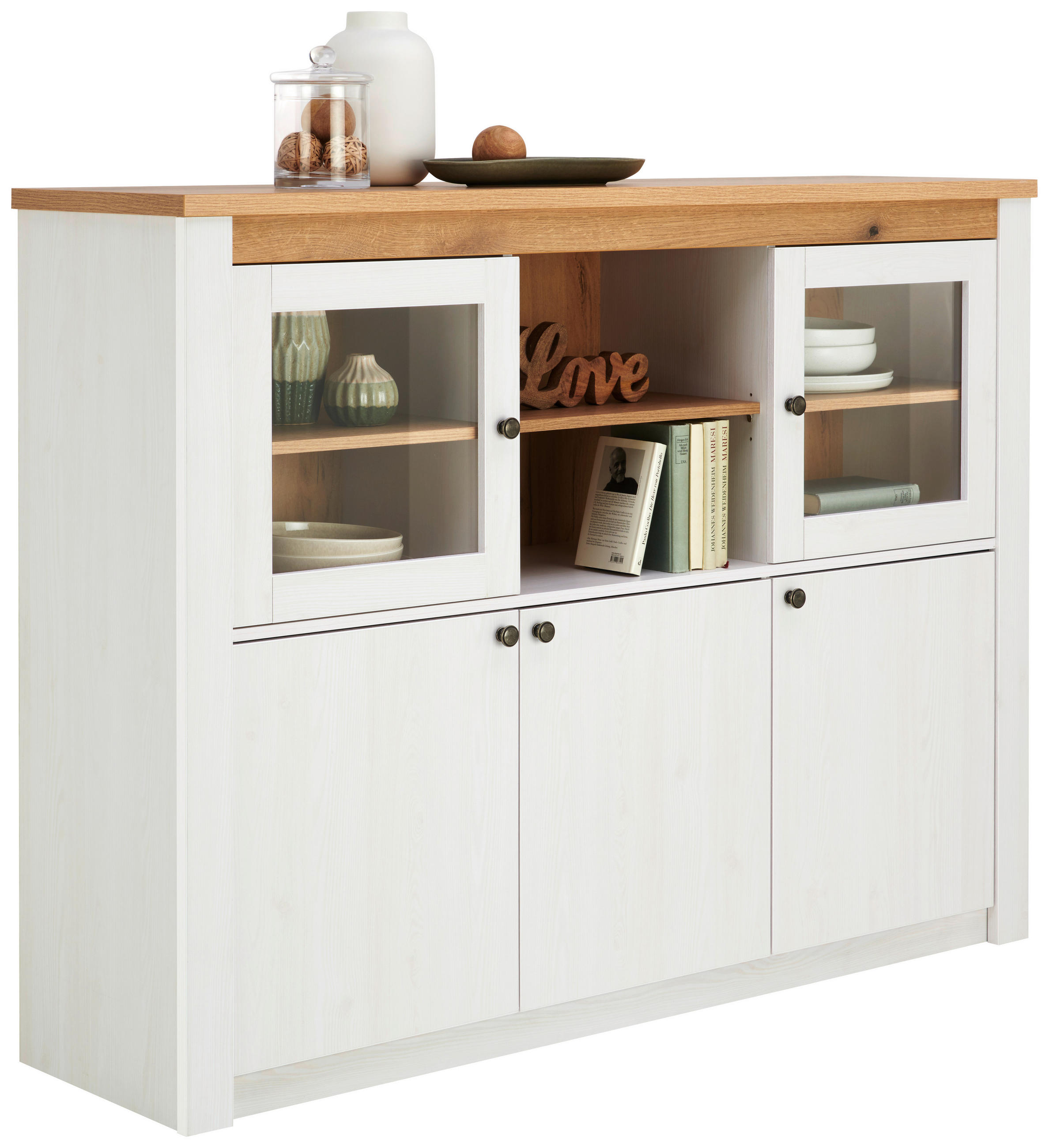 Landscape VITRÍNA, biela, farba smrekovca, 155/118/42 cm