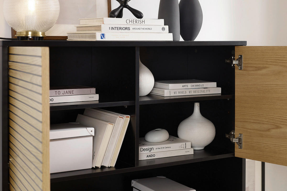 HIGHBOARD  in 100/155/40 cm  - Eichefarben/Schwarz, Design, Holz/Holzwerkstoff (100/155/40cm) - Livetastic