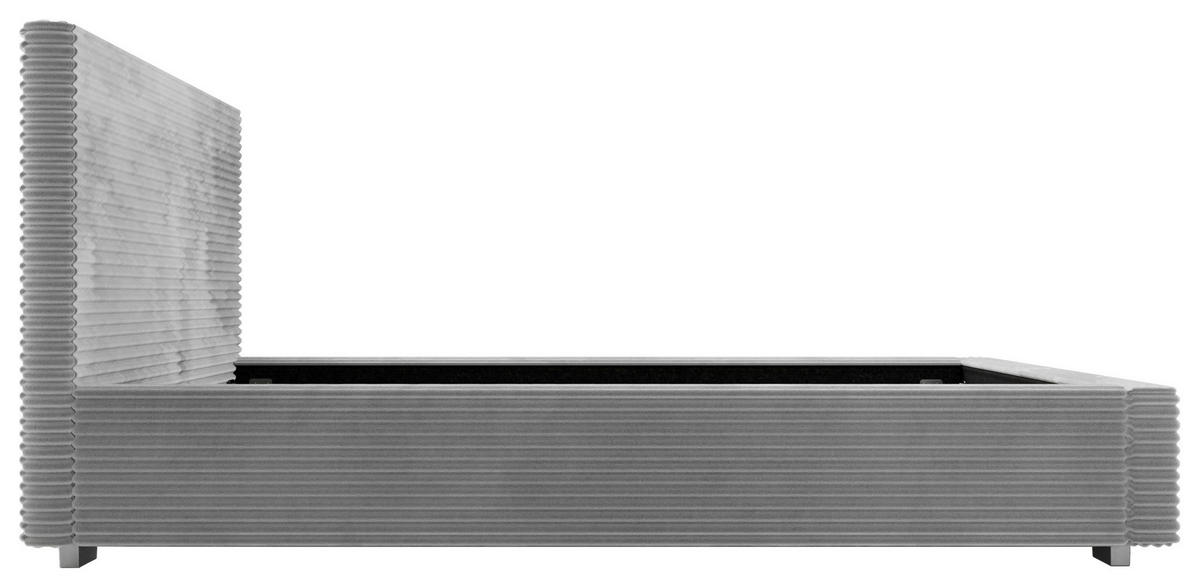 POLSTERBETT Lattenrost, Bettkasten 120/200 cm  in Grau  - Schwarz/Alufarben, Design, Holz/Kunststoff (120/200cm) - Boxxx