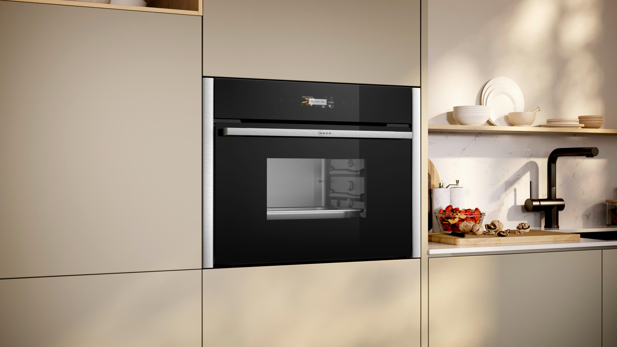 EINBAUDAMPFGARER C24DR1XN0  - Edelstahlfarben/Schwarz, Basics, Glas/Metall (59,6/45,5/54,8cm) - Neff