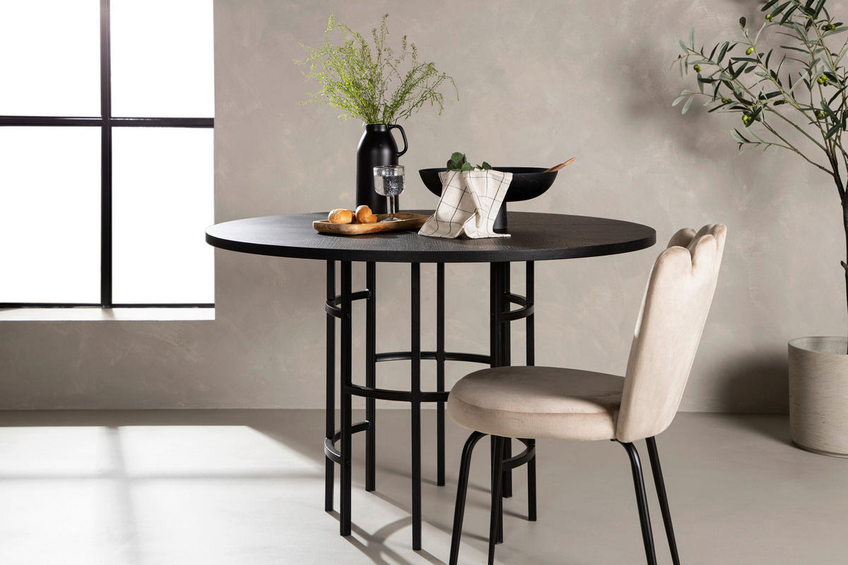 ESSTISCH in Metall, Holzwerkstoff 115/115/74 cm  - Schwarz, Design, Holzwerkstoff/Metall (115/115/74cm) - Livetastic