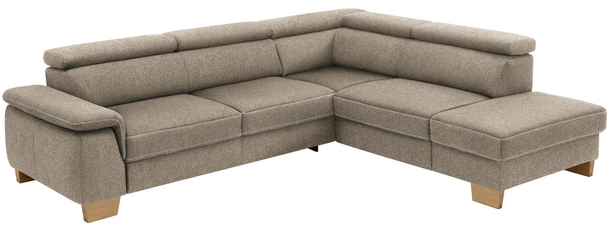 ECKSOFA in Mikrofaser Greige  - Greige/Eichefarben, Natur, Holz/Textil (273/226cm) - Beldomo System