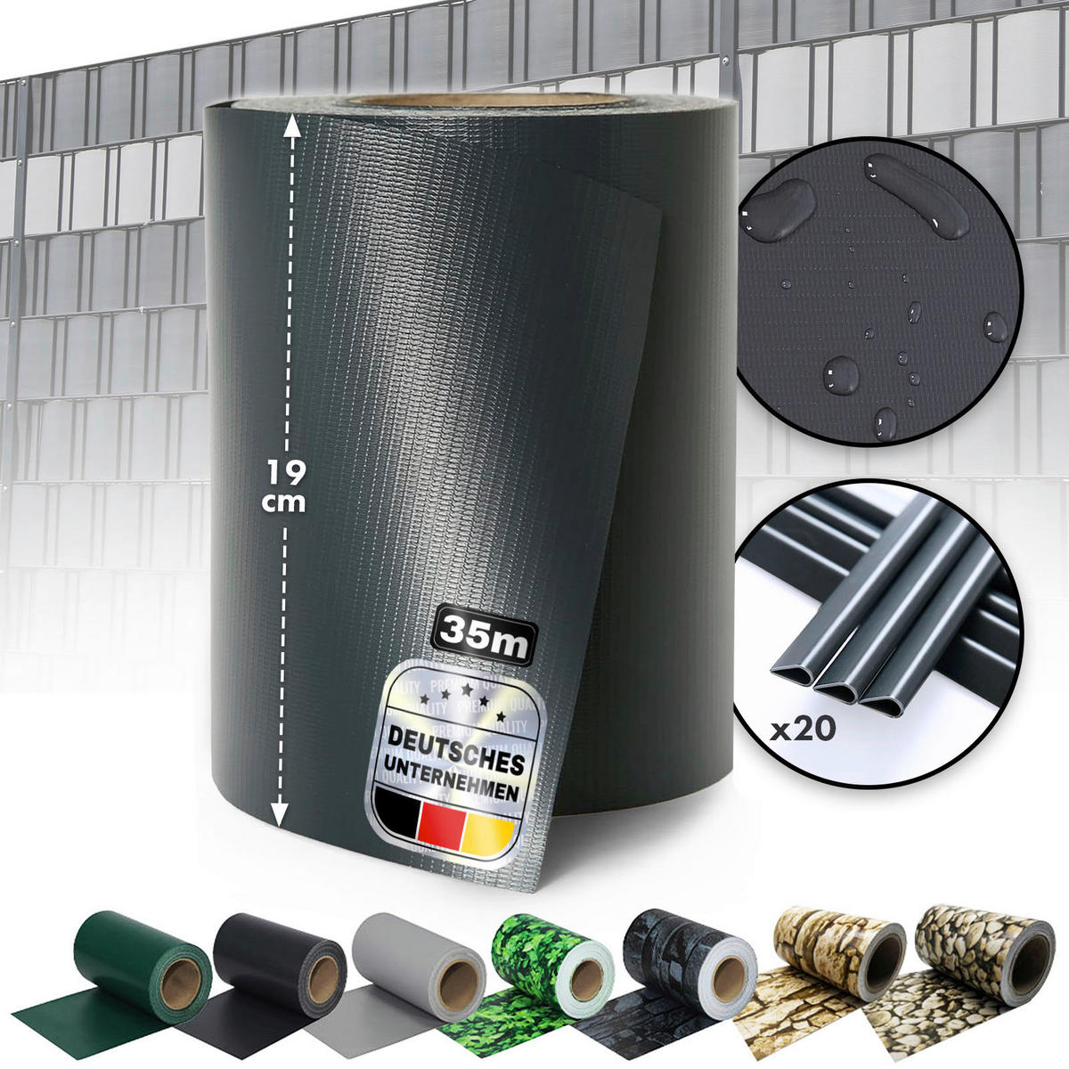 SICHTSCHUTZ - Anthrazit, Basics, Kunststoff (19/3500cm) - Floordirekt