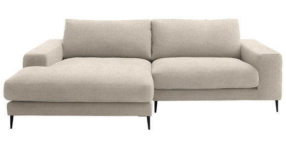 ECKSOFA  in Flachgewebe Beige Rücken echt  177/253 cm  - Beige/Schwarz, Design, Textil/Metall (177/253cm) - Dieter Knoll