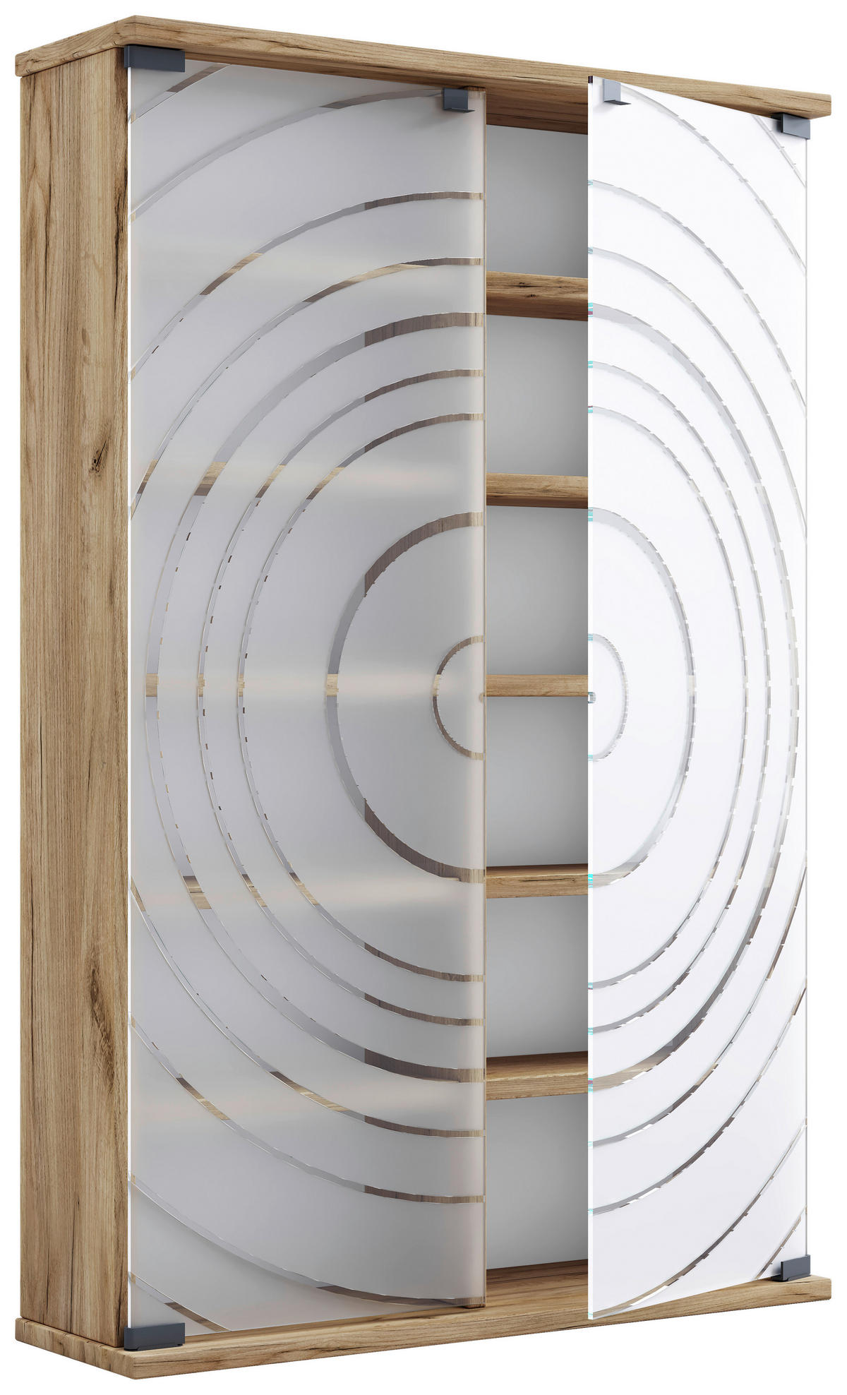 CD-REGAL - Honigeiche, Design, Glas/Holzwerkstoff (60/92/18cm) - MID.YOU