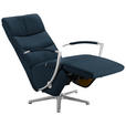 RELAXSESSEL in Leder Dunkelblau  - Chromfarben/Dunkelblau, Design, Leder/Metall (64/112/80cm) - Cantus