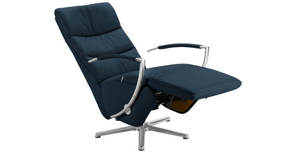 RELAXSESSEL in Leder Dunkelblau  - Chromfarben/Dunkelblau, Design, Leder/Metall (64/112/80cm) - Cantus