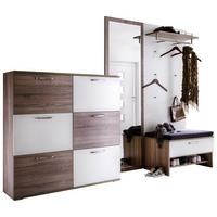 GARDEROBE 5-teilig  in 262/199/56 cm  - Eichefarben/Weiß, Design, Glas/Holzwerkstoff (262/199/56cm) - Moderano