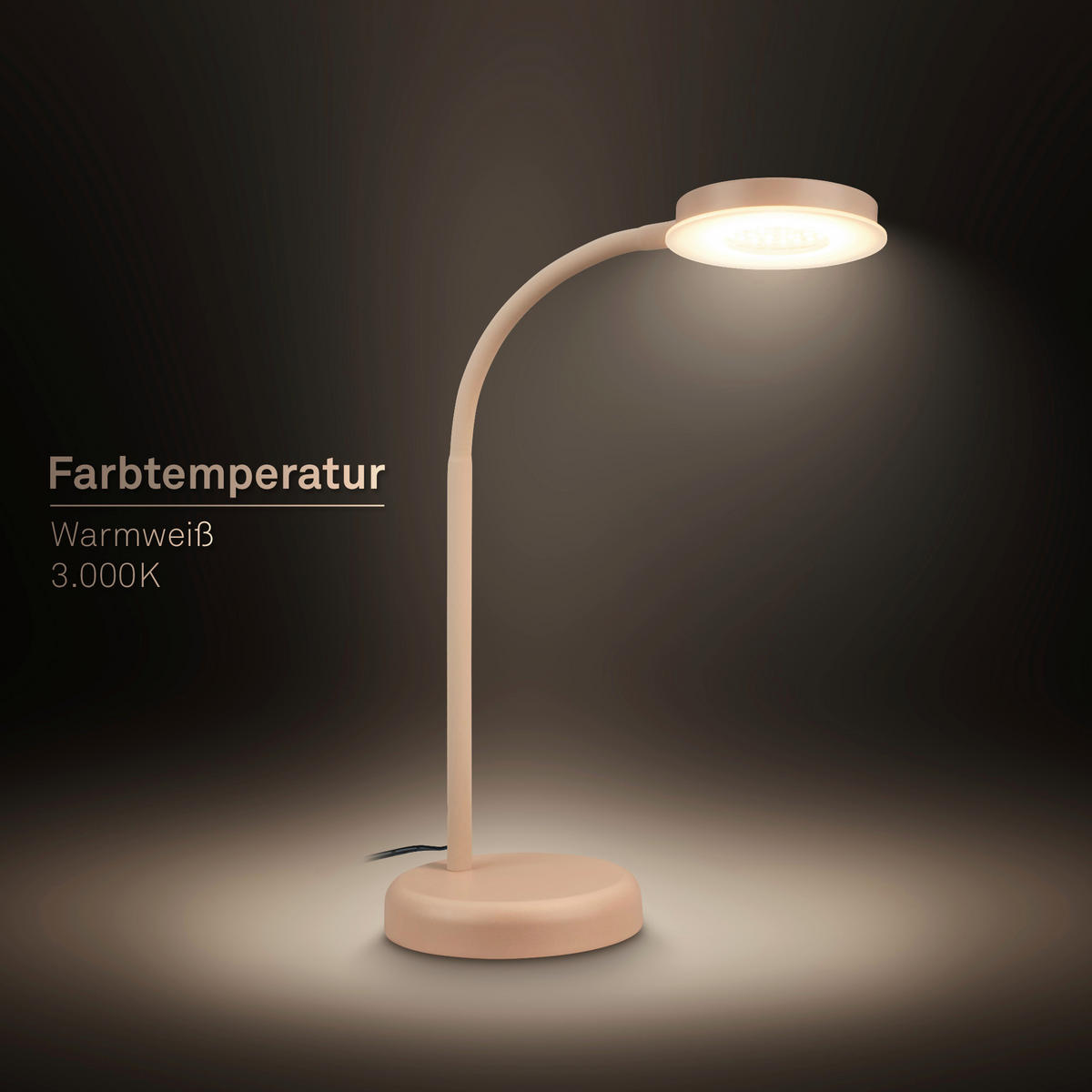 STOLNÍ LED LAMPA, dotykový stmívač, 13/55,5 cm  - béžová, Basics, kov/plast (13/55,5cm)