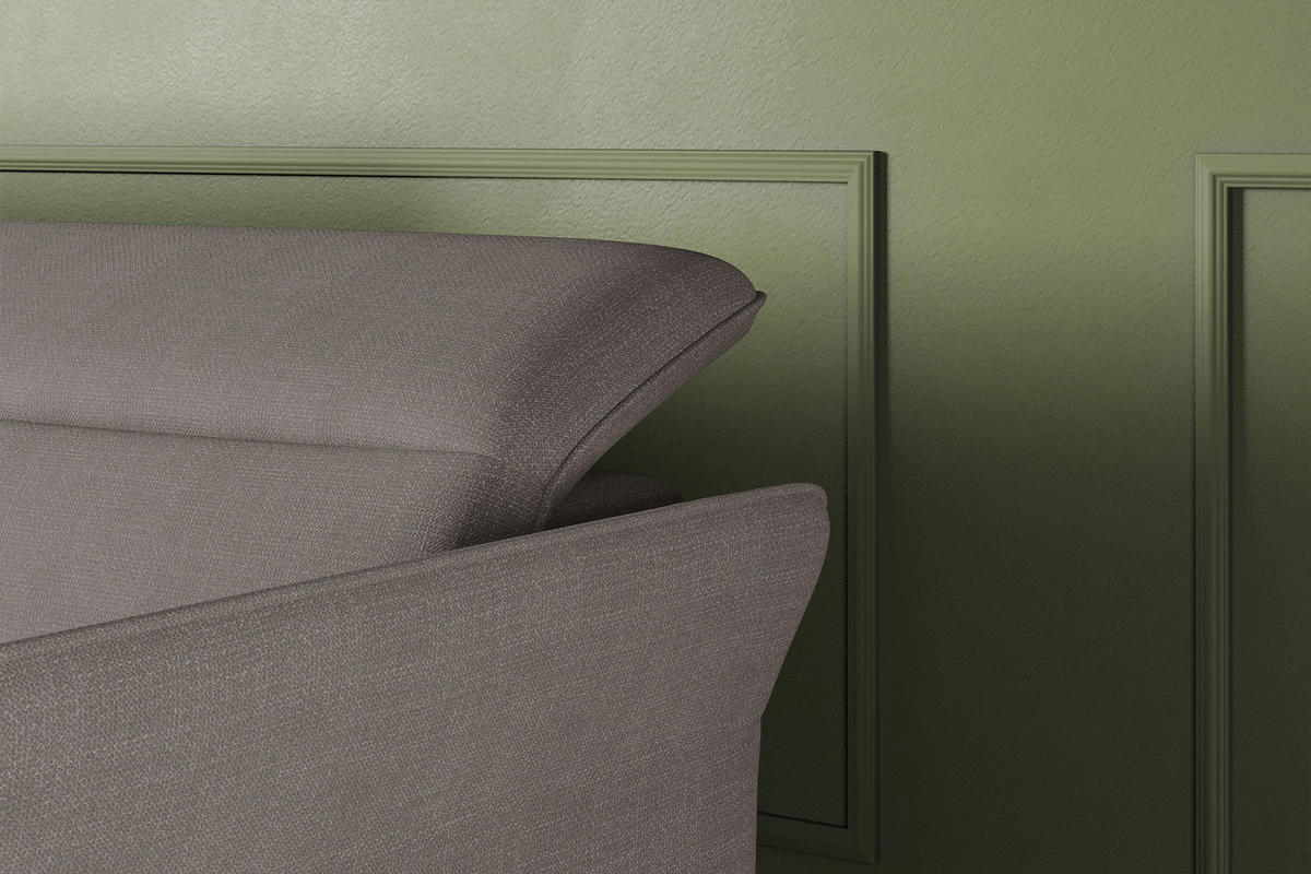 ECKSOFA Taupe Flachgewebe Rücken echt, Kopfteilverstellung, Sitztiefenverstellung  - Taupe/Schwarz, KONVENTIONELL, Textil/Metall (175/272cm) - Carryhome