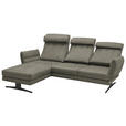 ECKSOFA in Flachgewebe Grün  176-217/259-307 cm  - Schwarz/Grün, Design, Textil/Metall (176-217/259-307cm) - Dieter Knoll