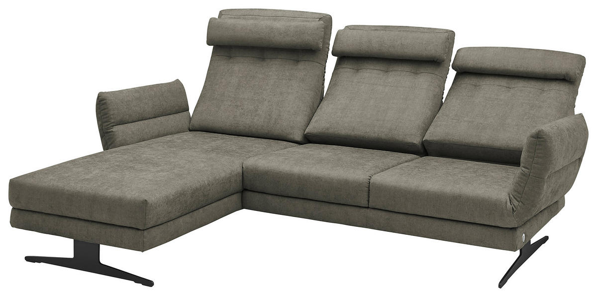 ECKSOFA in Flachgewebe Grün  - Schwarz/Grün, Design, Textil/Metall (176-217/279-327cm) - Dieter Knoll