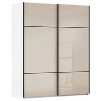 SCHWEBETÜRENSCHRANK 201/223/67 cm,  in Weiß, 2 Tür(en)  - Schwarz/Weiß, KONVENTIONELL, Glas/Holzwerkstoff (201/223/67cm) - Novel