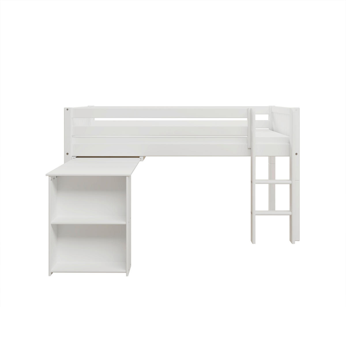 HOCHBETT 90/200 cm,  in Absturzsicherung, Leiter, Schreibtisch, Rollrost  - Weiß, MODERN, Holz (90/200cm) - Chameo