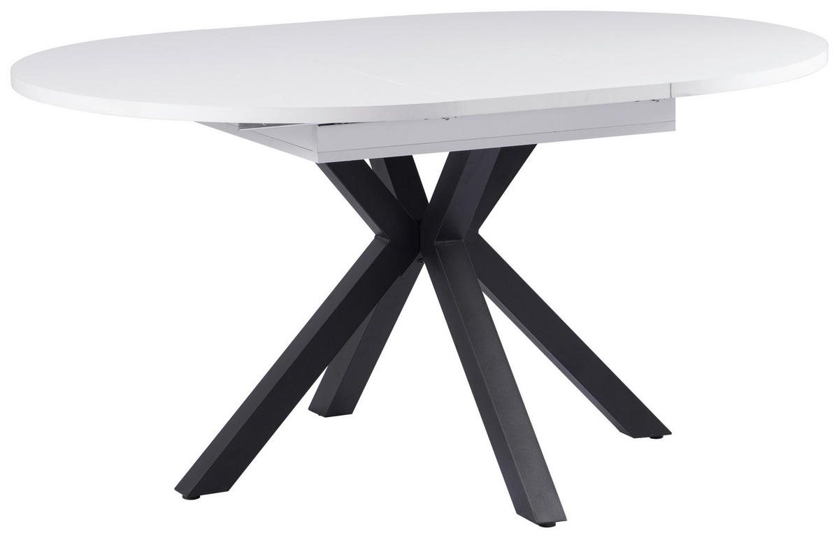 ESSTISCH 110/150/110/76 cm Nachbildung  Metall, Holzwerkstoff ausziehbar oval Schwarz, Weiß  - Schwarz/Weiß, MODERN, Holzwerkstoff/Metall (110/150/110/76cm) - Livetastic