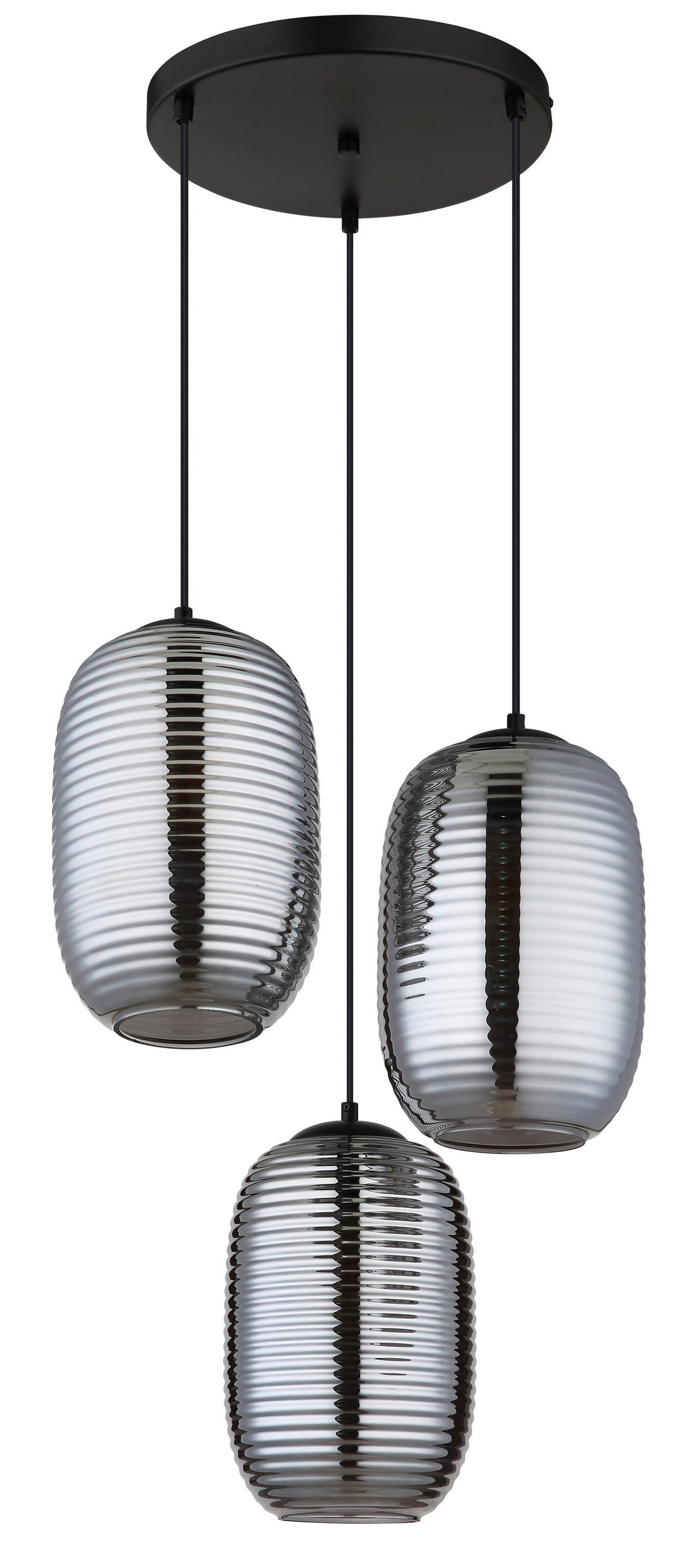 HÄNGELEUCHTE 47/120 cm    - Schwarz/Grau, Basics, Glas/Kunststoff (47/120cm) - Globo