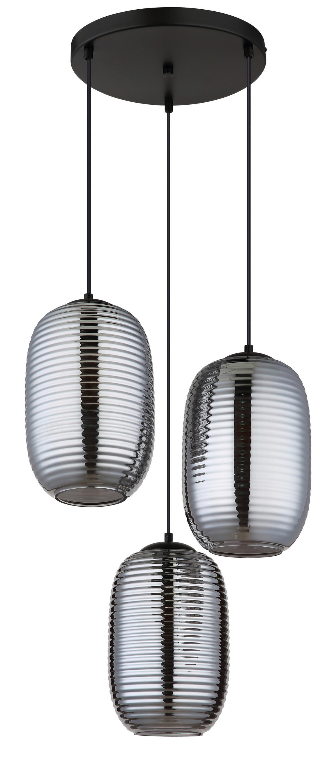 HÄNGELEUCHTE 47/120 cm    - Schwarz/Grau, Basics, Glas/Kunststoff (47/120cm) - Globo