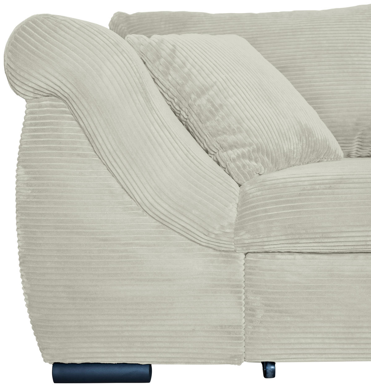 ECKSOFA in Cord Creme  - Creme/Schwarz, KONVENTIONELL, Textil/Metall (258/168cm) - Carryhome