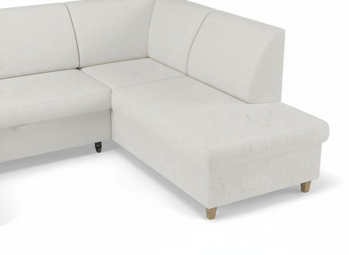 WOHNLANDSCHAFT Bouclé Creme  - Buchefarben/Creme, Design, Holz/Holzwerkstoff (310/160/145cm) - MID.YOU