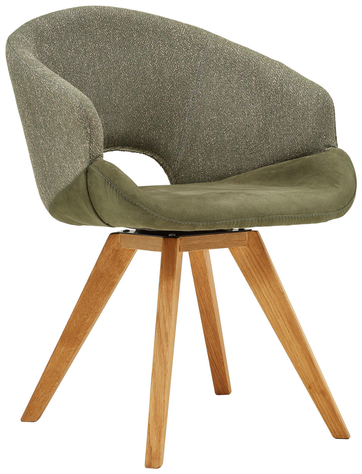 ARMLEHNSTUHL  in Webstoff  - Eichefarben/Olivgrün, Design, Holz/Textil (58/83/59cm) - Linea Natura