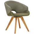 ARMLEHNSTUHL  in Webstoff  - Eichefarben/Olivgrün, Design, Holz/Textil (58/83/59cm) - Linea Natura