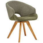 ARMLEHNSTUHL  in Webstoff  - Eichefarben/Olivgrün, Design, Holz/Textil (58/83/59cm) - Linea Natura