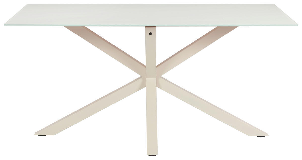 ESSTISCH 160/90/75,5 cm  Metall, Glas rechteckig Kaschmir  - Kaschmir, MODERN, Glas/Metall (160/90/75,5cm) - P & B