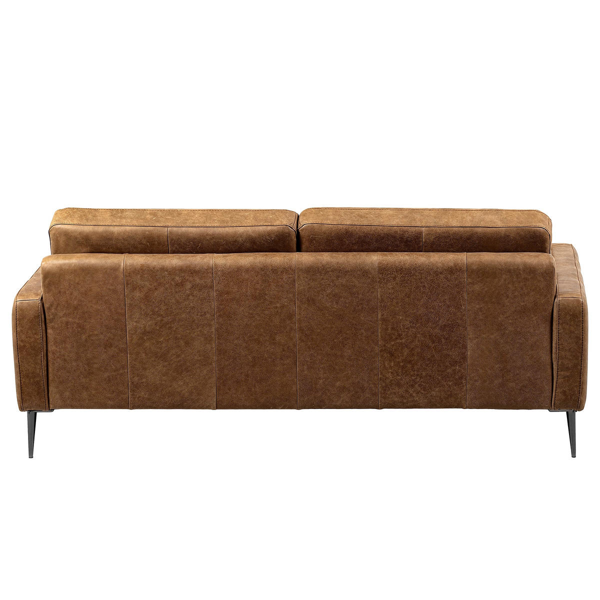 3-SITZER-SOFA SPRING in Lederlook Echtleder Cognac  - Cognac/Schwarzchrom, Design, Leder/Textil (187/85/92cm) - Livetastic