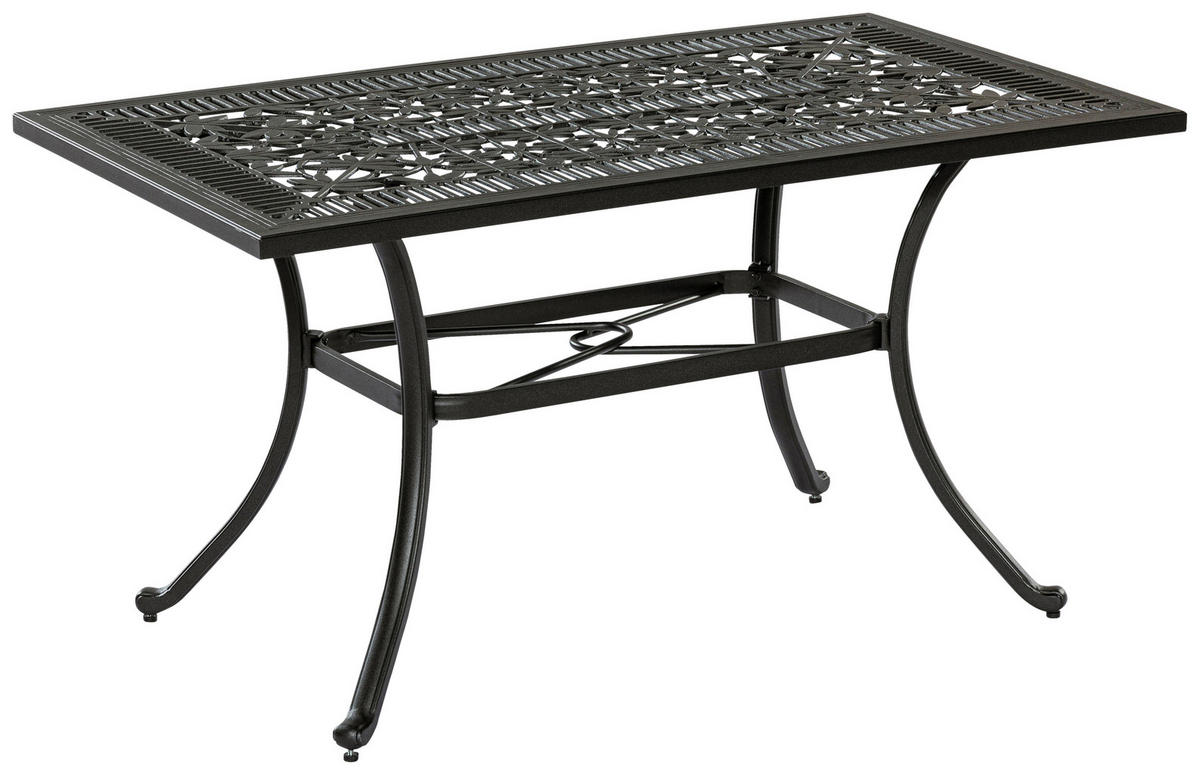 GARTENTISCH Metall Schwarz rechteckig  - Schwarz, KONVENTIONELL, Metall (140/80/73cm) - Gardenson