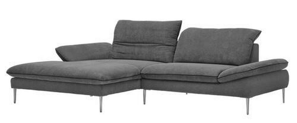 ECKSOFA Grau Webstoff  - Chromfarben/Schwarz, Design, Textil/Metall (185/292cm) - Chilliano