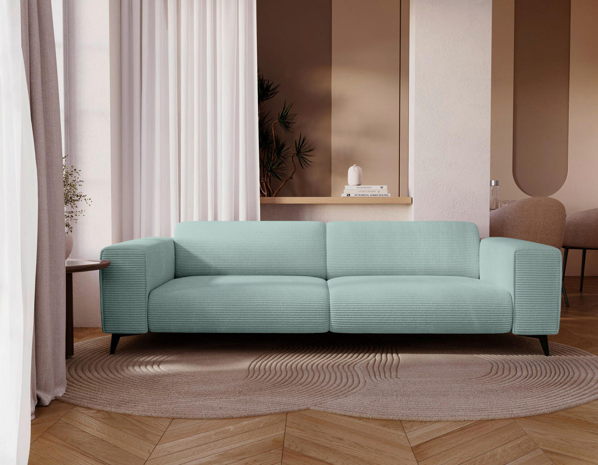 3-SITZER-SOFA Cord Salbeigrün  - Salbeigrün/Schwarz, KONVENTIONELL, Textil/Metall (237/75/104cm) - Carryhome