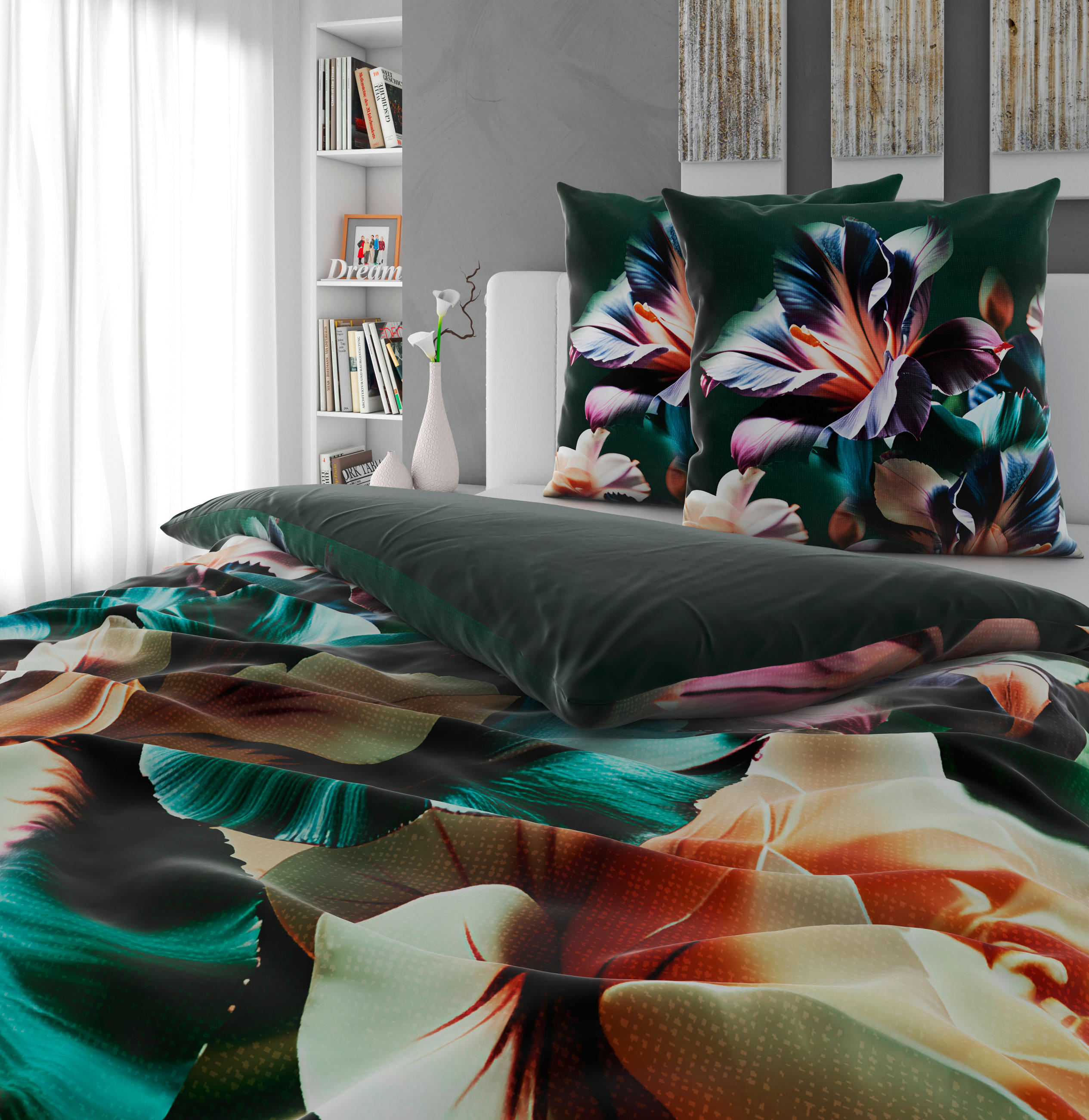 WENDEBETTWÄSCHE Satin 200/200 cm  - Grün, Textil (200/200cm) - Novel