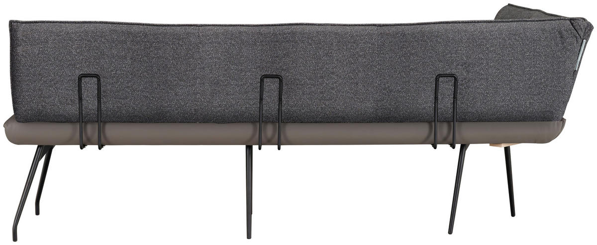 ECKBANK 165/225 cm Mikrofaser Anthrazit   - Anthrazit/Schwarz, Design, Textil/Metall (165/225cm) - Moderano