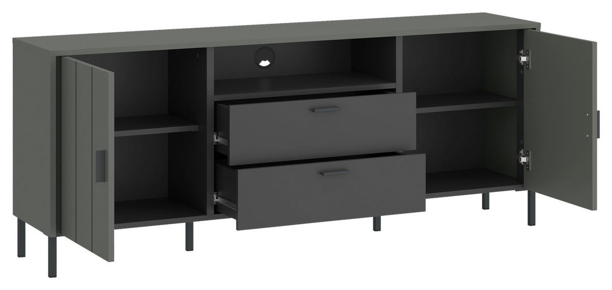 TV-ELEMENT - Schwarz/Grau, Design, Holzwerkstoff/Kunststoff (173,2/65/40cm) - Carryhome