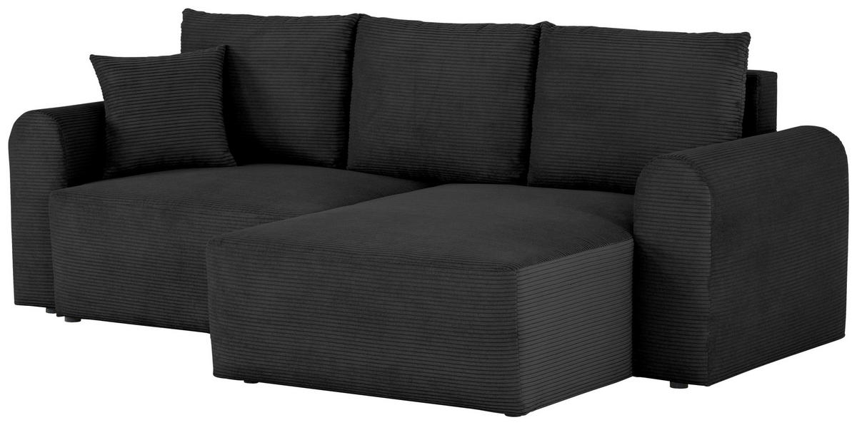 ECKSOFA in Cord Schwarz  - noir, Design, textile (250/151cm) - MID.YOU