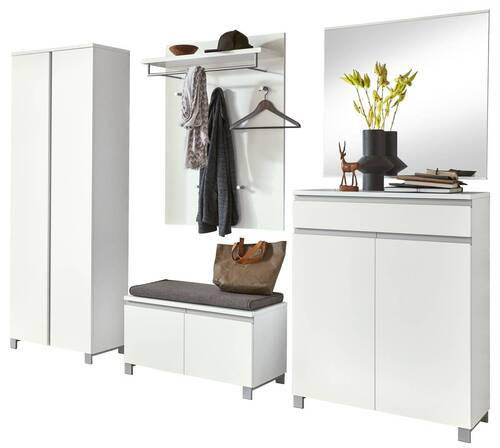 GARDEROBE 6-teilig in 260/193/40 cm - Silberfarben/Weiß, Design, Holzwerkstoff/Metall (260/193/40cm)