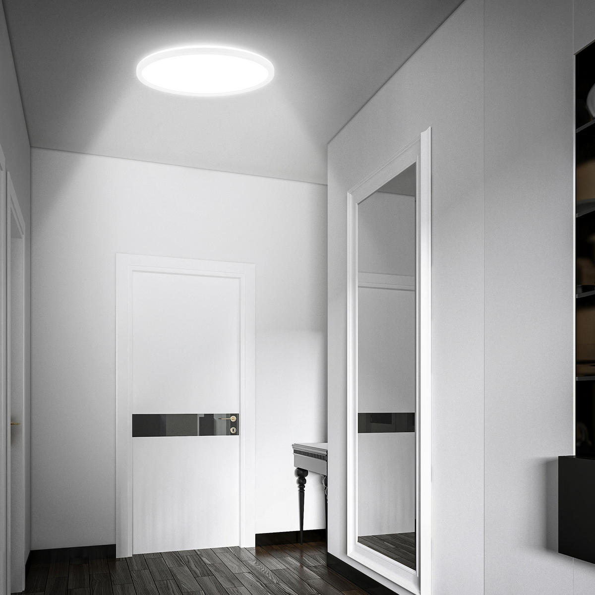 LED PLAFONJERA ZA KUPATILA - bela, Osnovno, plastika (42/3cm)