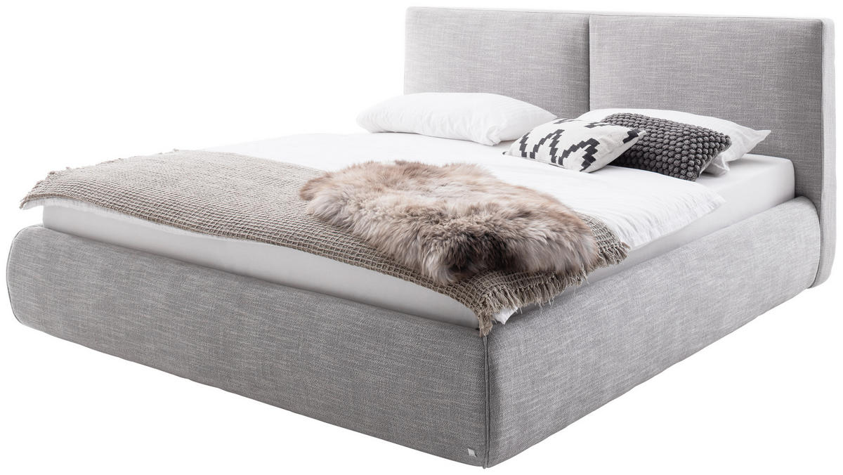 POLSTERBETT 180/200 cm  in Hellgrau  - Hellgrau/Naturfarben, Modern, Holz/Textil (180/200cm) - Livetastic
