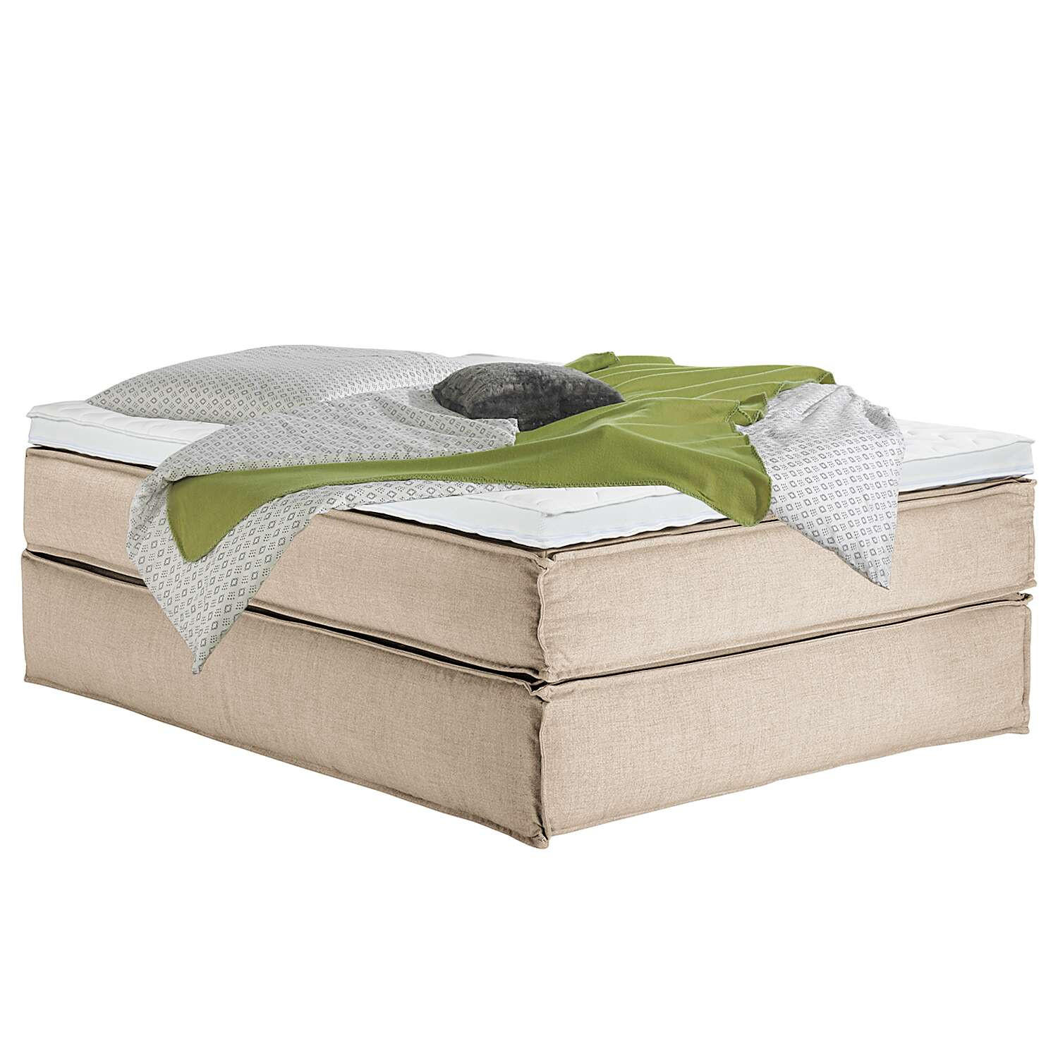 BOXSPRINGBETT 140/220 cm  in Beige  - Beige/Schwarz, Design, Textil (140/220cm) - home24