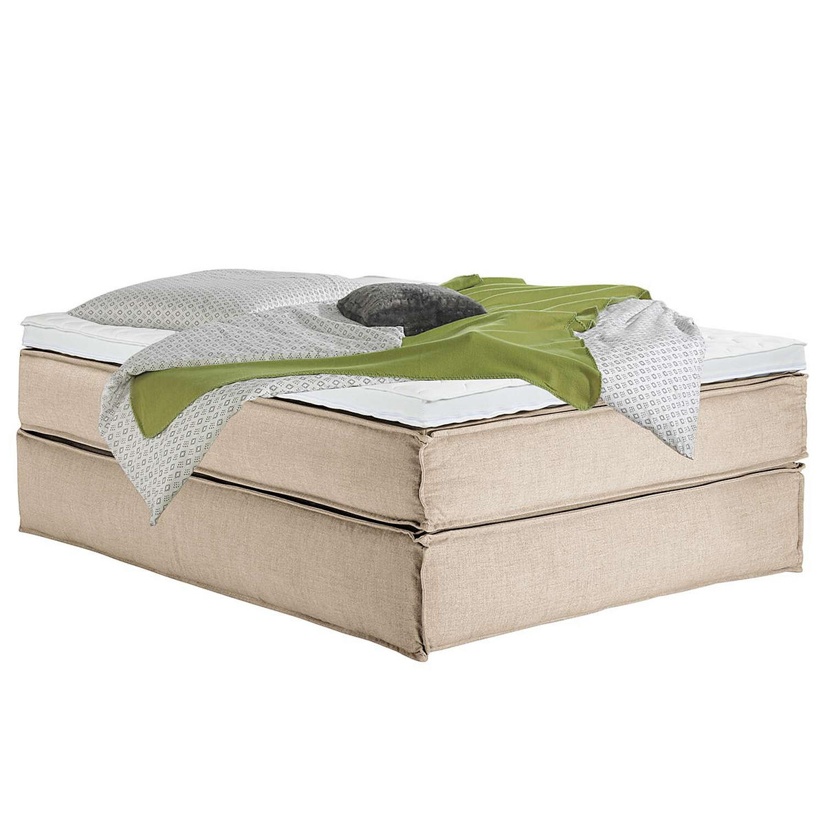BOXSPRINGBETT 140/220 cm  in Beige  - Beige/Schwarz, Design, Textil (140/220cm) - home24