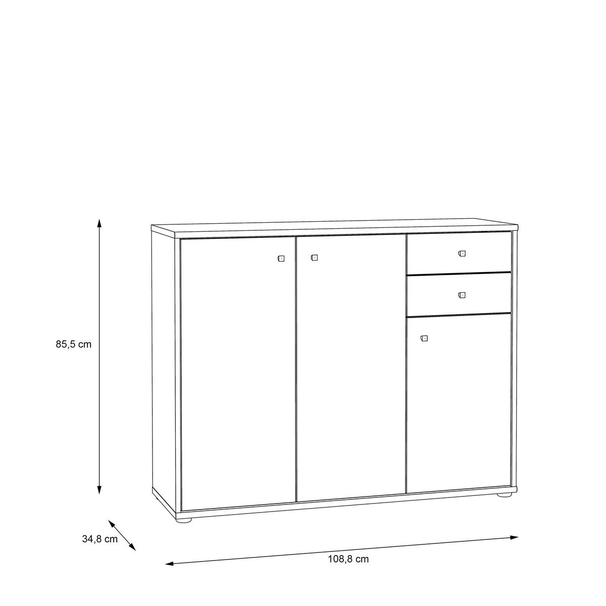 KOMMODE 108,8/85,5/34,8 cm  in Sonoma Eiche  - Alufarben/Sonoma Eiche, Design, Holzwerkstoff/Kunststoff (108,8/85,5/34,8cm)
