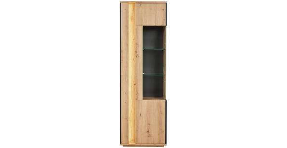 VITRINE in Anthrazit, Eiche Artisan  - Anthrazit/Eiche Artisan, Design, Glas/Holzwerkstoff (64/200/41cm) - Cantus