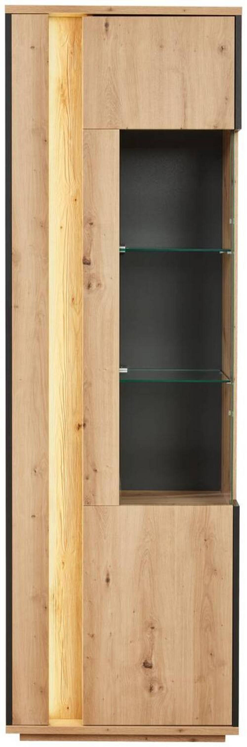 VITRINE in Anthrazit, Eiche Artisan  - Anthrazit/Eiche Artisan, Design, Glas/Holzwerkstoff (64/200/41cm) - Cantus