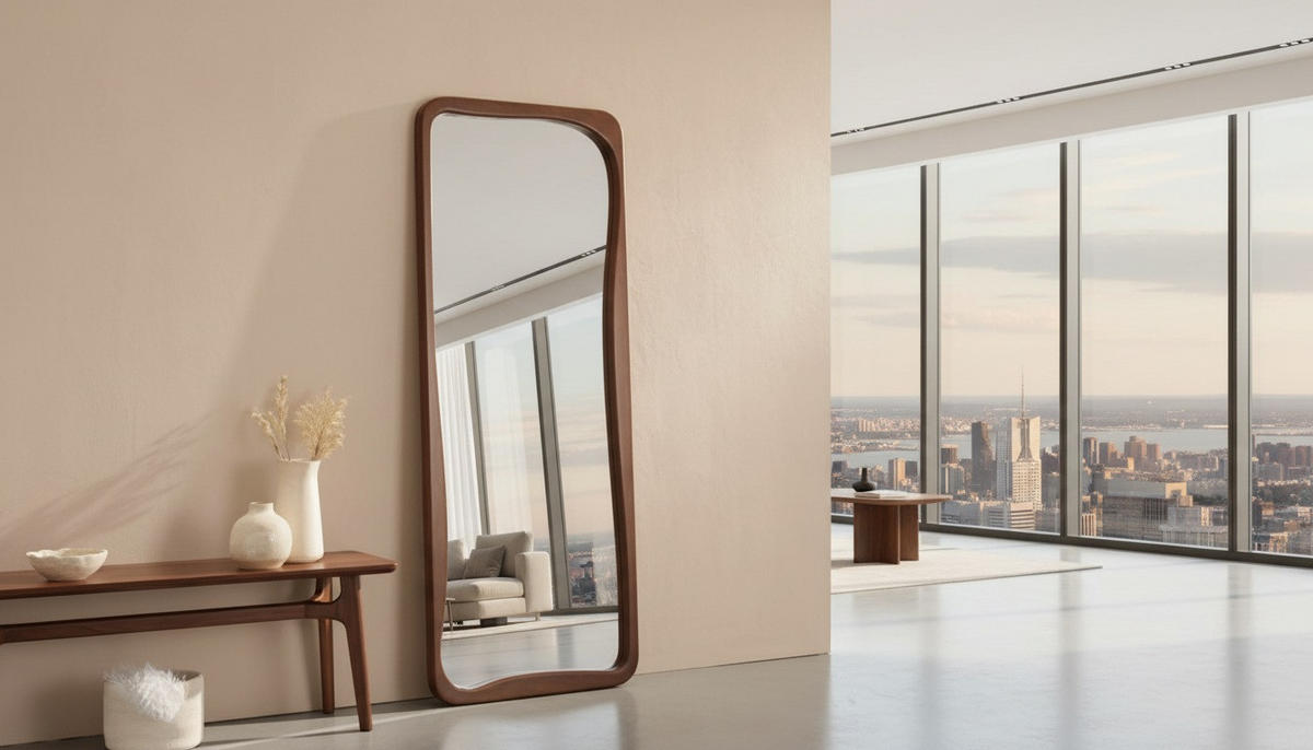 WANDSPIEGEL 70/180/5 cm    in rechteckig  - Walnussfarben, Design, Glas/Holz (70/180/5cm) - Xora