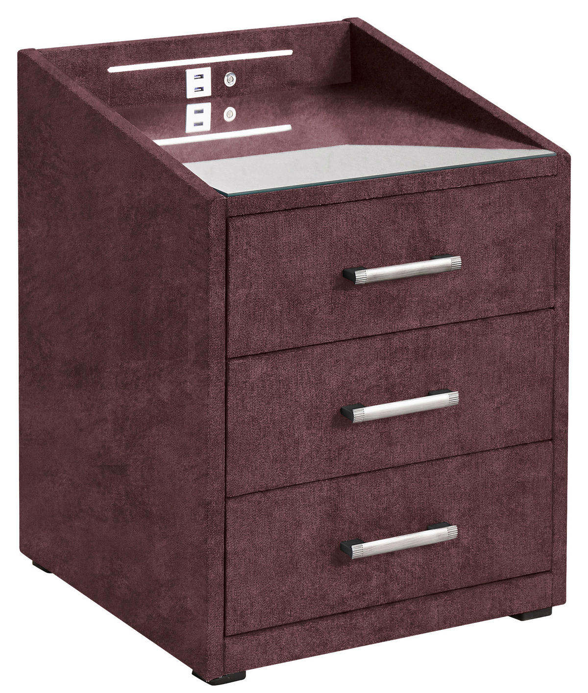 NOČNÝ STOLÍK, 47/61/46 cm - strieborná, Basics, kompozitné drevo/textil (47/61/46cm) - MID.YOU