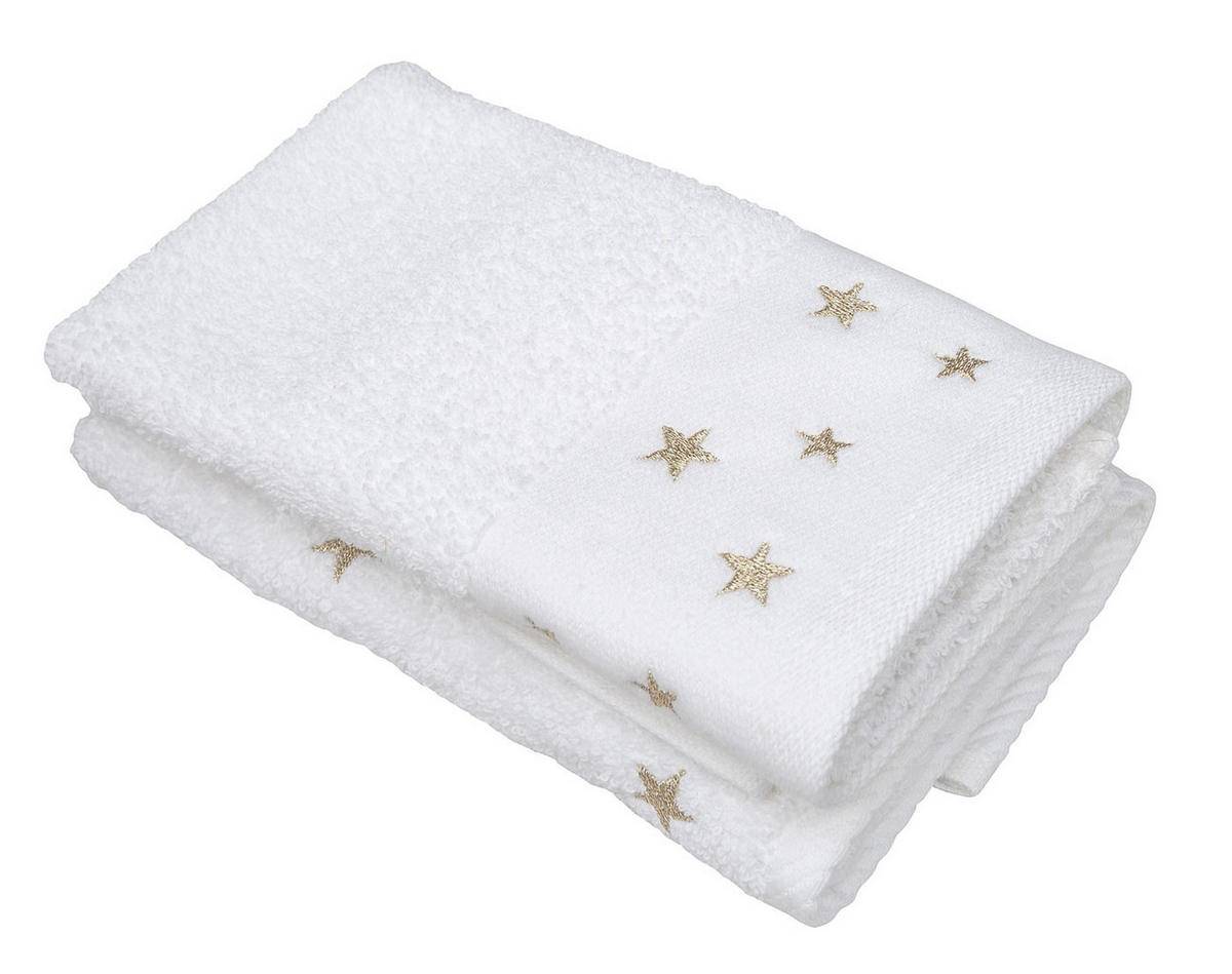GÄSTETUCH 30/50 cm Weiß, Goldfarben 2-teilig  - Goldfarben/Weiß, KONVENTIONELL, Textil (30/50cm) - X-Mas