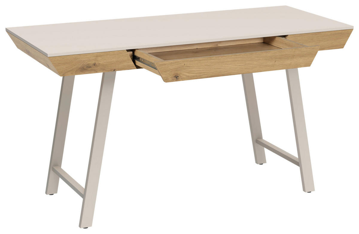 SCHREIBTISCH 140/60/75 cm Eichefarben, Kaschmir  - Kaschmir/Eichefarben, Design, Holzwerkstoff/Metall (140/60/75cm) - Novel